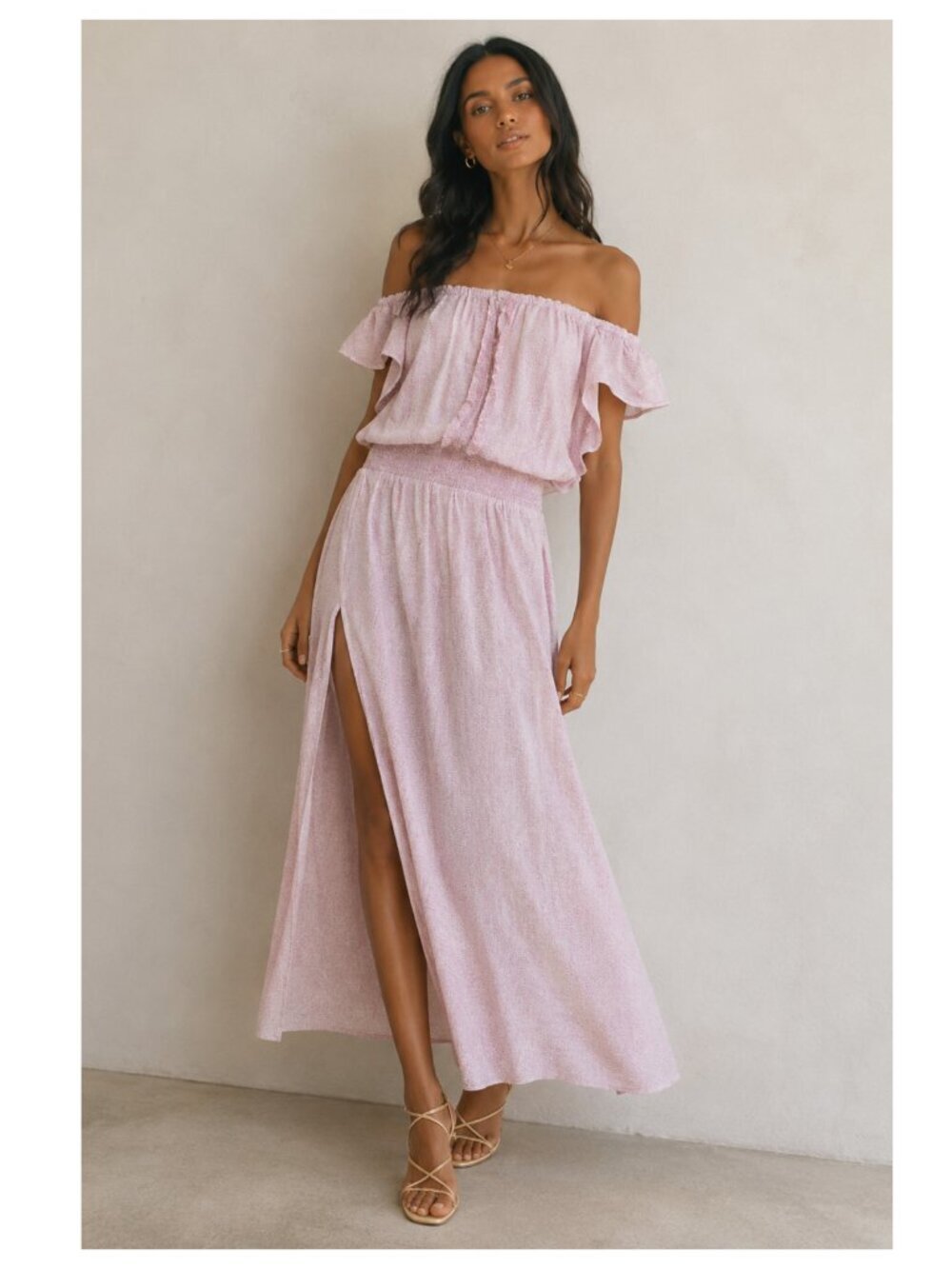 Sunday Saint Tropez Astral Flowers Off Shoulder Smocked Midi Dress NEW NWT